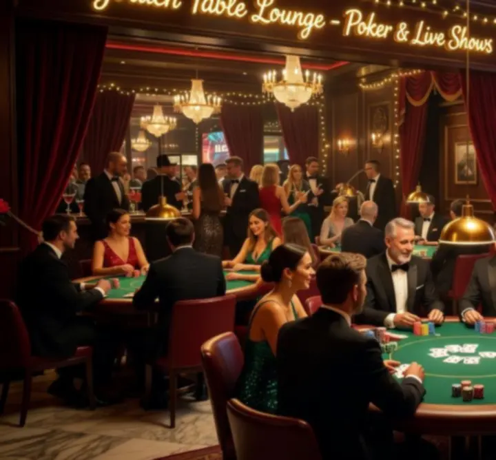 Drukke themavond met poker en live entertainment in de lounge.